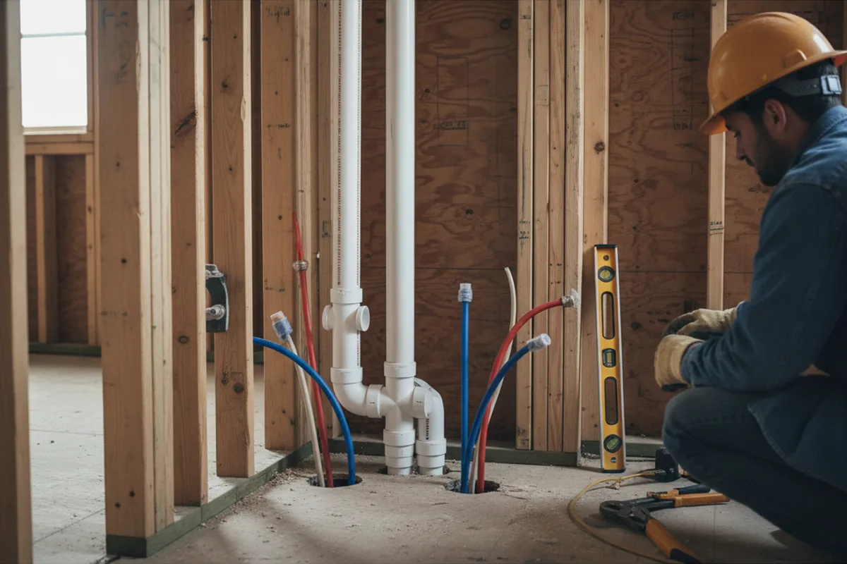 Drain and supply rough-in during Drain Cleaning in Lignum