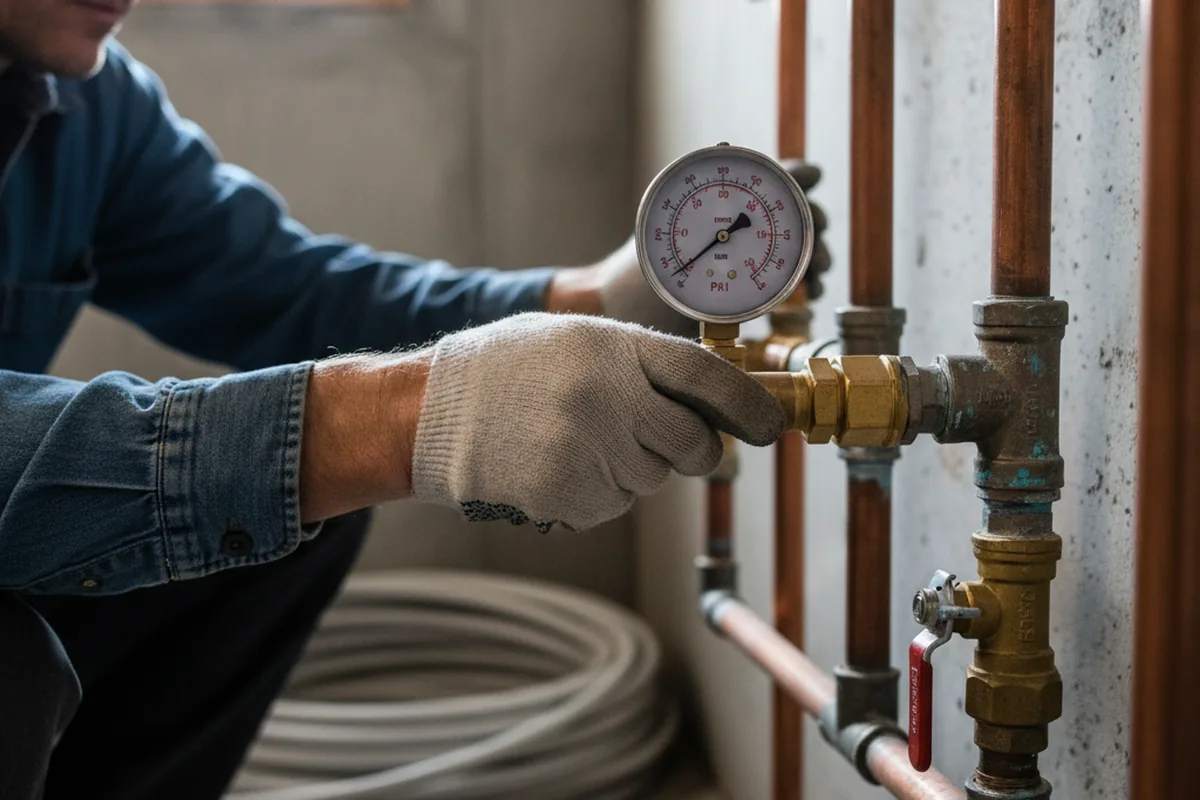 Pressure testing a repaired line during Water Line Repair in Lignum